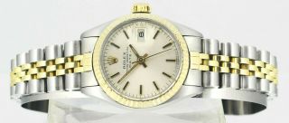 Rolex Oyster Perpetual Date 14kt Gold Stainless Steel Ladies Wrist Watch