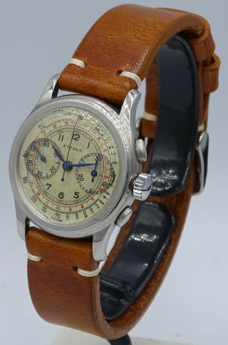 Vintage Stainless Steel Eterna Baby Chronograph Cal.  Valjoux 69 Dial