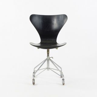 Vintage Arne Jacobson 3117 For Fritz Hansen Denmark Rolling Desk Chair Black