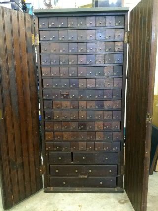 Antique Vintage 114 Drawer Apothecary Cabinet Cupboard / Bank Of Drawers - 114