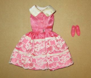 Japanese Exclusive Francie Pink Satin Dress with White Lace Accents 2