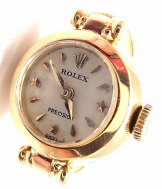Rare Vintage Rolex Triple Signed 18k Yellow Gold Watch Ring