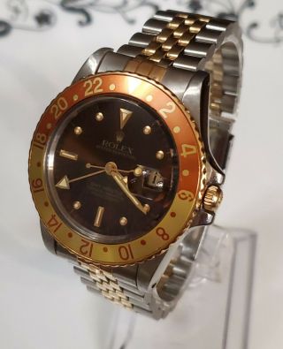 Vintage Rolex Gmt Rootbeer 16753 Wristwatch