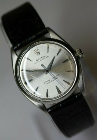 Vintage 1942 Rolex 6564 Chronometer Wristwatch Silver Dial 33mm Cal.  1065