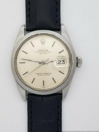 Rolex Mens Steel Oyster Perpetual Date 1500 Chronometer Running Vintage Watch