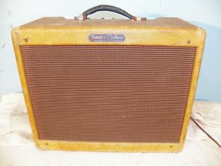 Vintage 1956 Fender Deluxe 5e3 Narrow Panel Tweed Amp