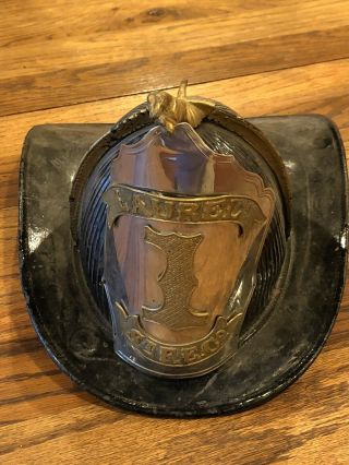 Vintage Cairns Brother Leather Fire Helmet Collectable With Shield Early