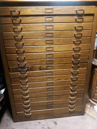 Vintage Mayline 18 Drawer Oak Flat File