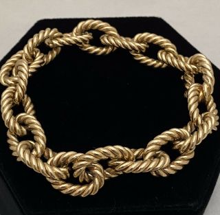 Vintage Authentic Tiffany & Co.  14k Yellow Gold Solid Link Charm Bracelet 7 1/2”