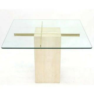 Vintage Italian Travertine Marble,  Glass Top: Dining Table By Artedi