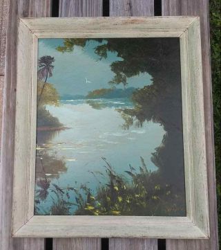 Highwaymen Painting By Sam Newton Vintage Oil On Upson Board 21.  5” H X 17.  75” W