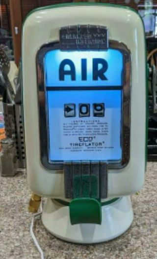 Vintage Eco Air Meter Tireflator Model 97 Gas Station 1940s Meter Restored
