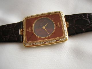 Rare Vintage Quartz Omega La Magique 18k Yellow Gold Diamond Circa 1970 Watch