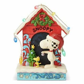 Enesco Peanuts By Jim Shore Snoopy By Dog House Lit Figurine,  7 Inch,  Multicolor