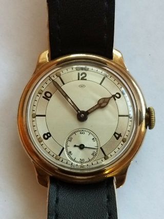 Vintage Iwc Cal.  83 Sector Dial Wristwatch.  1939,  Rare British Made 9k Gold Case.