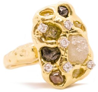 Peter Lindeman Very Rare Vintage 6.  80 Carats Diamonds 18 Kt Gold Ring Pendant