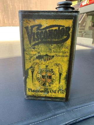 Antique Vintage Rare Oil Can Viscosity Oil Comp.  Chicago Motorcycles 3