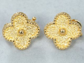 Van Cleef & Arpels 18k Yellow Gold Vintage Alhambra Earrings