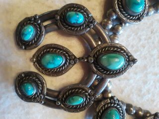 VINTAGE Navajo Indian Squash Blossom Necklace Turquoise Sterling Silver BIG 230g 3