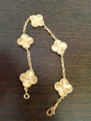 Van Cleef & Arpels Vintage Alhambra Guilloché bracelet in18k yellow gold 2