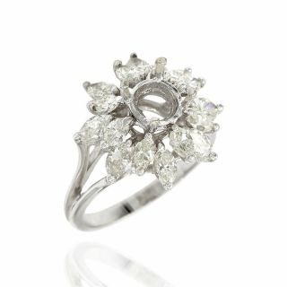 Marquise Diamond Flower Halo Ring Mounting In Gold