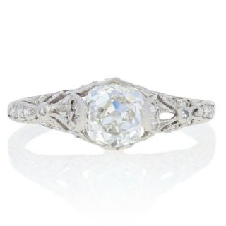 1.  16ctw Mine Cut Diamond Art Deco Engagement Ring Platinum Gia Solitaire Vintage