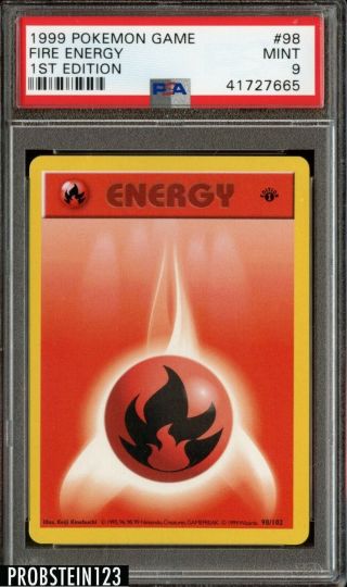1999 Pokemon Game 1st Edition 98 Fire Energy Psa 9