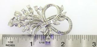 Vintage 1950s heavy Platinum 9.  0CTW VS1/F diamond cluster brooch w/.  50CT ctr. 3