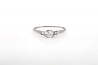 Antique 1930s $5000 1ct Vs E Asscher Cut Trillion Diamond Platinum Ring Signed