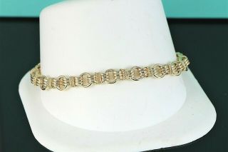 Vintage Tiffany Co 14k Yellow Gold Rope Twist Fluted Links 7.  5  Tennis Bracelet