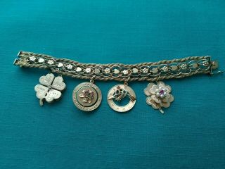Vintage 14k Yellow Gold Charm Bracelet With 4 Charms 40.  2 Grams