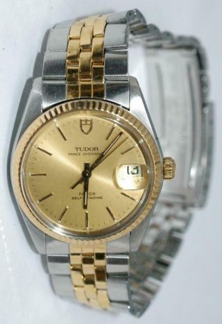 Rolex Tudor Prince Oysterdate 34mm Solid Gold Bezel Watch Ref.  75203 - Ex,