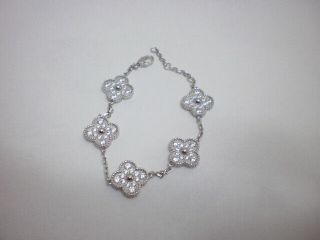 Van Cleef & Arpels Vintage Alhambra 5 Motif Bracelet White Gold And Diamond