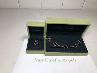 Authentic Van Cleef And Arpels Vintage Alhambra Black Onyx Necklace And Bracelet