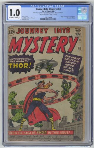 Journey Into Mystery 83 Cgc 1.  0 Vintage Marvel Comic Mega Key 1st Thor,  Korg