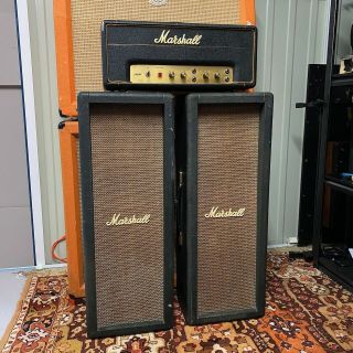 Vintage 1971 Marshall Pa20 Valve Amplifier Head W/ Matching 1917 2x10 Columns