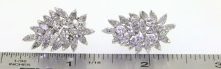 Vintage 1950s heavy Platinum 7.  04CTW VS Marquise diamond cluster flower earrings 3