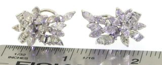 Vintage 1950s heavy Platinum 5.  90CTW VS1/F diamond cluster flower earrings 3