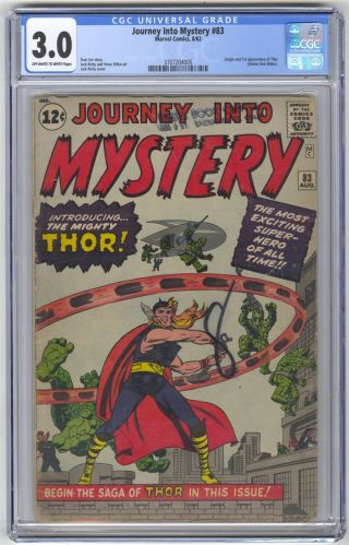 Journey Into Mystery 83 Cgc 3.  0 Vintage Marvel Comic Mega Key 1st Thor By Kirby