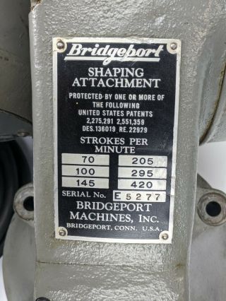 Bridgeport Shaping Attachment - 1/3HP 115/230v shaper head milling vintage 2