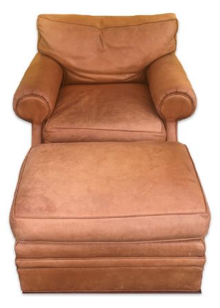 Vintage Distressed Ralph Lauren Leather Club Chair & Ottoman 2