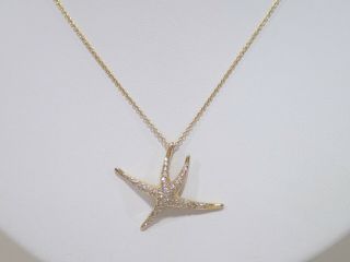 Vintage Tiffany & Co.  18k Yellow Gold Starfish Pendant With Diamonds Necklace