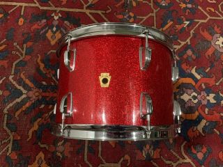 1966 Ludwig “Downbeat” 20/14/12 red sparkle vintage drums w/ heads 2