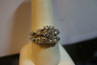 14k White Gold Vintage Diamond Bridal Set 2,  Carats Size 9.  5 Wow Jsh