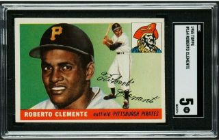1955 Topps 164 Roberto Clemente Rookie Vintage Hall Of Fame Pirates Rc Sgc 5