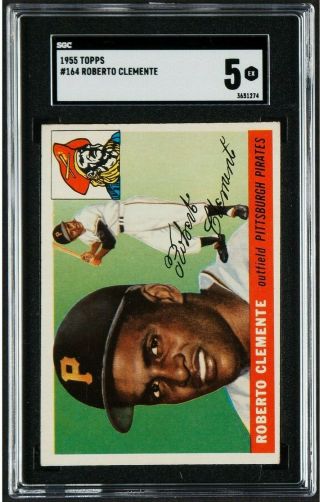 1955 TOPPS 164 ROBERTO CLEMENTE ROOKIE VINTAGE HALL OF FAME PIRATES RC SGC 5 2