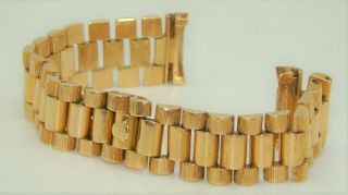 Vintage 18k Yellow Gold 20mm Bark Bracelet For Rolex Men 