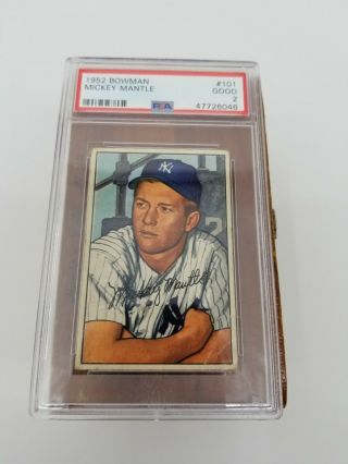 Vintage York Yankees Mickey Mantle 1952 Bowman Card Psa 2 101 Good
