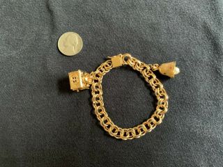 Vintage 14k Gold Charm Bracelet 7 " Heavy 40.  59g Gold Scrap Or Wear
