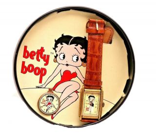 Vintage Betty Boop Fossil Watch With Pin And Certification In Tin / Box